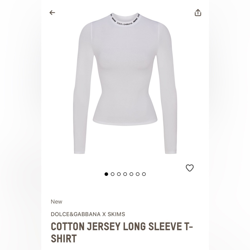BNWT Skims x dolce & gabbana Medium long sleeve snow